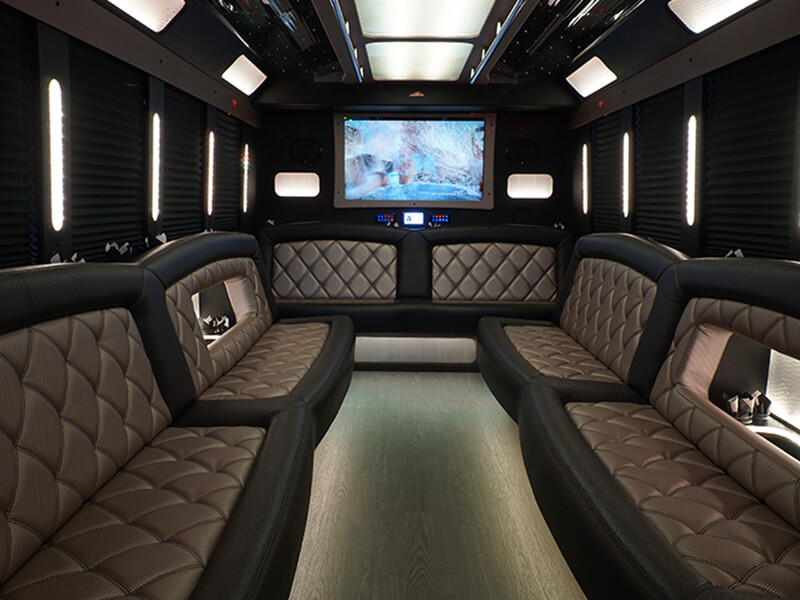 leather seats charter bus rental